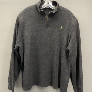 Polo Ralph Lauren Men’s 2XL Charcoal Sweater Estate Rib 1/4 Zip Flesh Pony